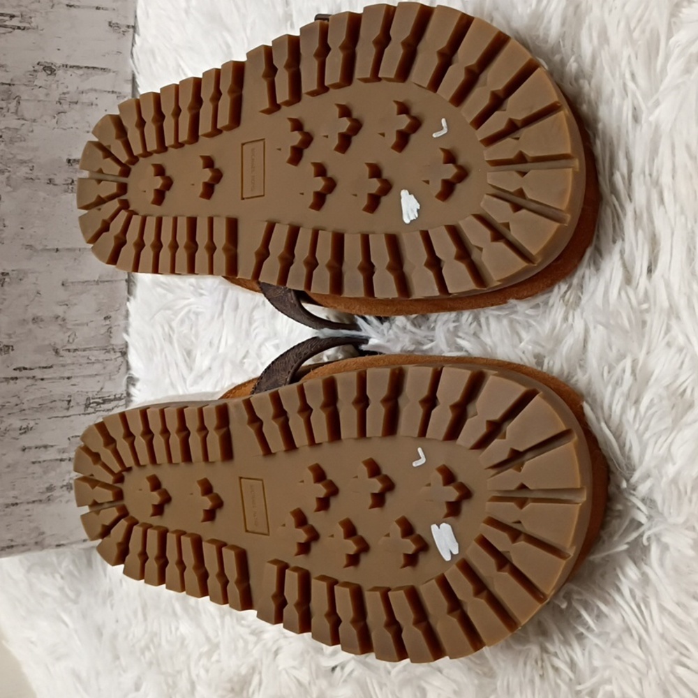 New Michael Kors Judd Brown Suede Mules Shearling Lined Lug Soles Size 7 - Picture 14 of 15